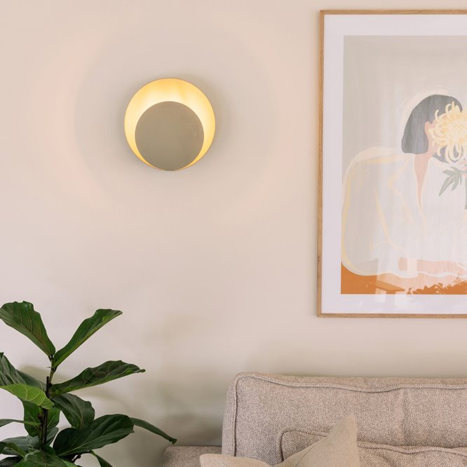 Okrągły designerski kinkiet japandi beżowy Orbit Globen Lighting